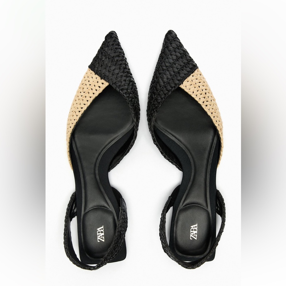 Zara WOVEN RAFFIA SLINGBACK FLATS. Multi-Color. Sizes 6.5, 7.5, 8. New with Tags